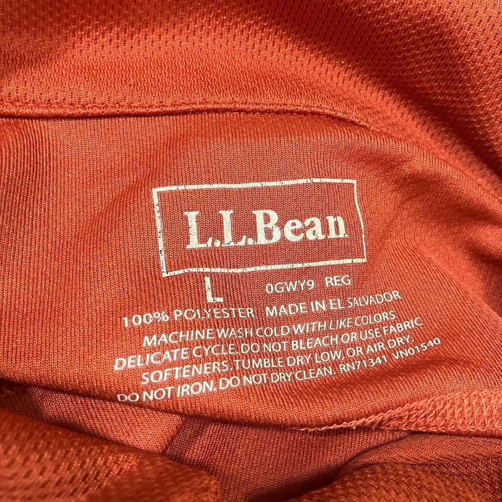L.L. Bean Men's Large Quarter Zip Pullover Burnt Orange Chest Zip Pocket - Picture 3 of 6